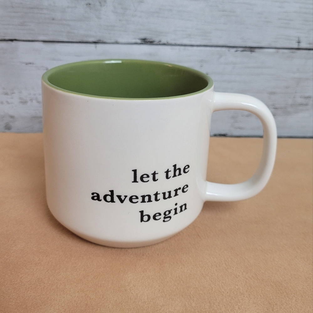 Green‎ and White Ceramic MugThreshold Mug Let The Adventure Begin coffee tea cup